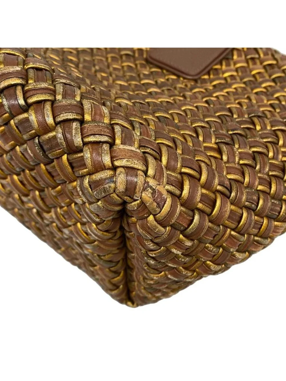 Bottega Veneta Tote Cabas PM Brown Gold Limited Edition Leather
